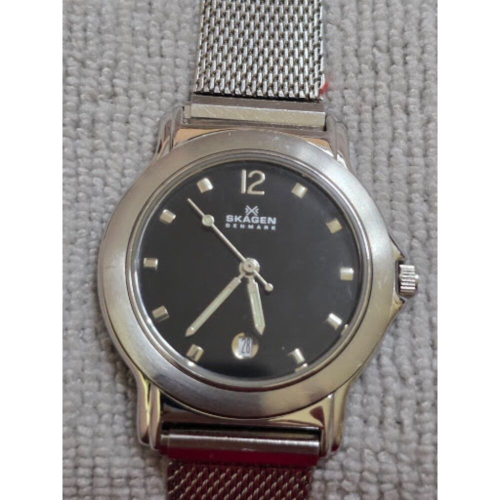 Skagen Denmark Ultra Slim Men’s Watch – Black Dial, Mesh Bracelet, New Battery
